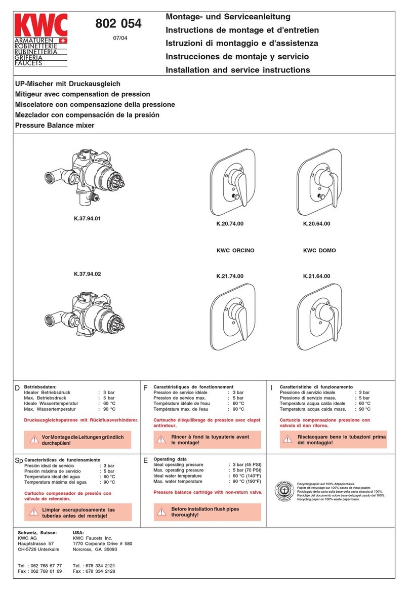 KWC ORCINO K.37.94.01 Installation and service instructions KWC ORCINO K.37.94.01 Installation and service instructions