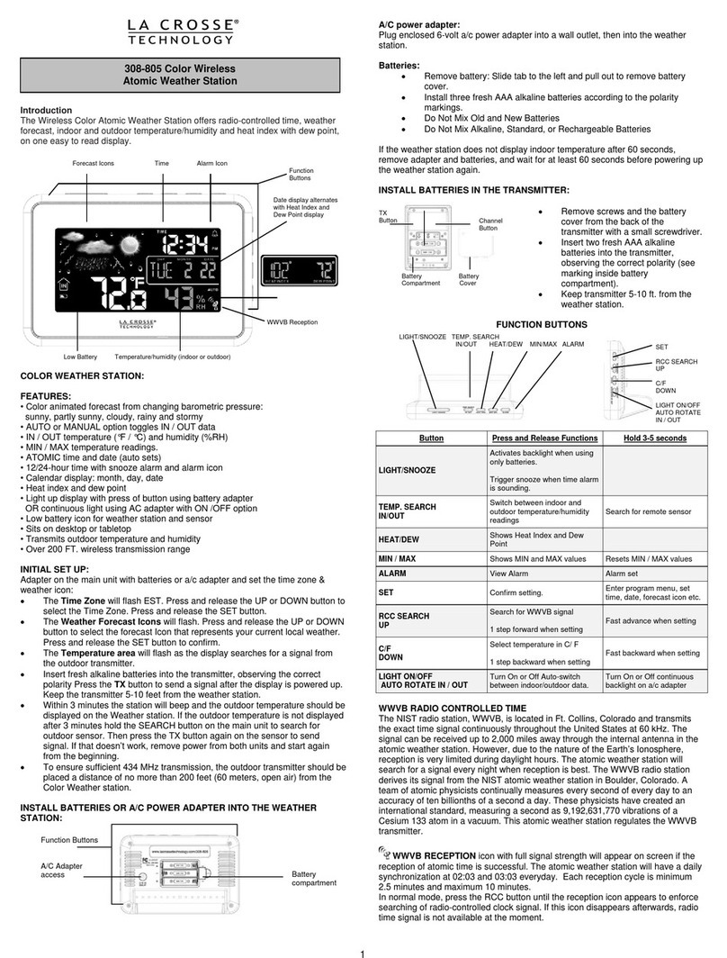 La Crosse Technology 308-805 Installation guide La Crosse Technology 308-805 Installation guide