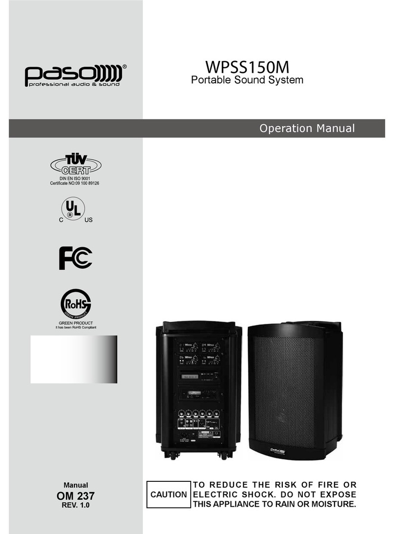 Paso Sound Products WPSS150M Operation manual