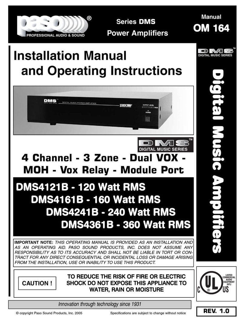 Paso Sound Products DMS4121B Installation manual and operating instructions