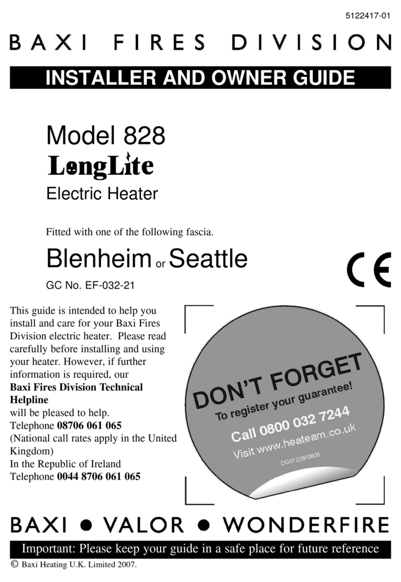 Baxi Fires Division 828 Longlite Installer and owner guide Baxi Fires Division 828 Longlite Installer and owner guide