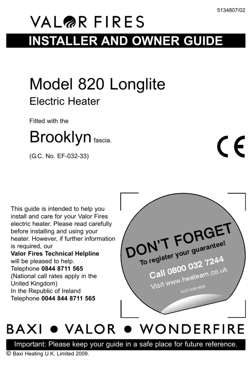 Valor Fires 820 Longlite Installer and owner guide