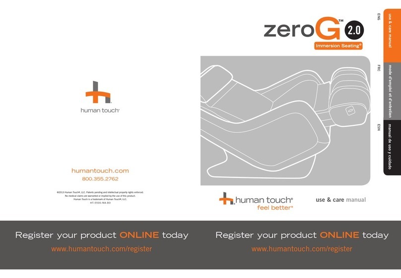 Human Touch ZeroG 2.0 Use & care manual