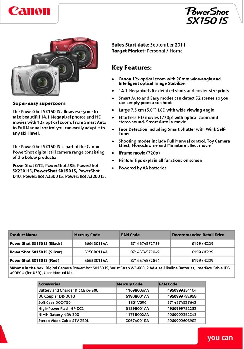 Canon Powershot SX150 IS Technical specifications