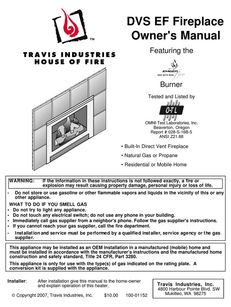 Travis Industries DVS EF Fireplace User manual