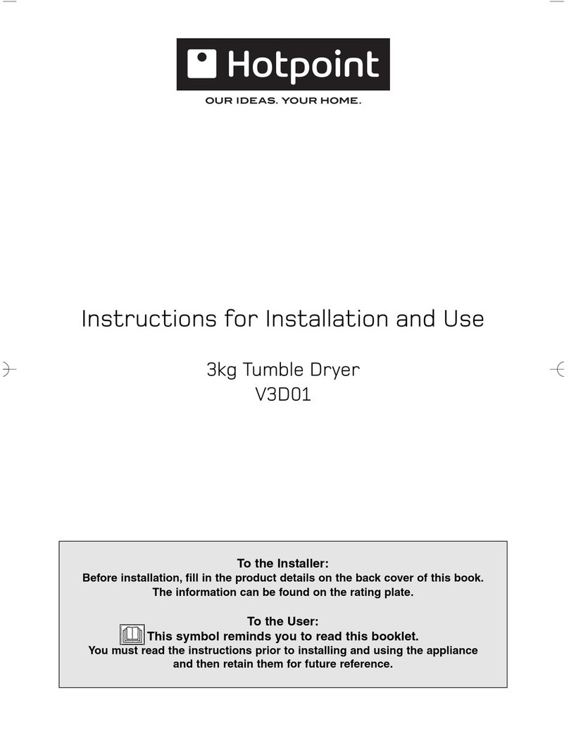 Hotpoint V3D01 Instructions for installation and use