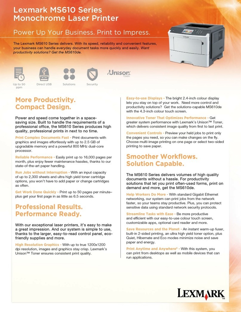 Lexmark MS610 Series Specfications
