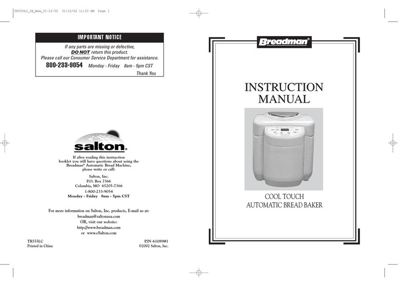 Breadman Cool Touch TR555LC User manual