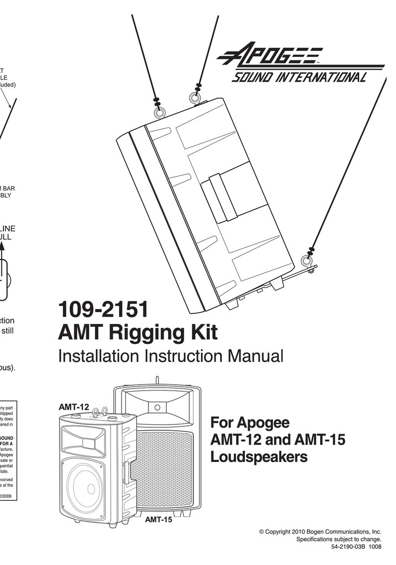 Apogee 109 Installation instructions manual