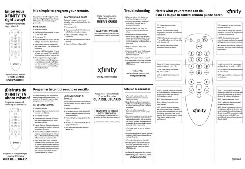 Comcast Remote Control user guide