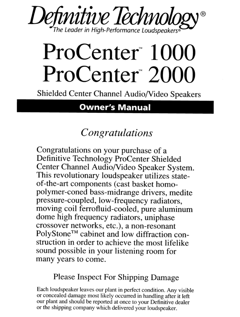 Definitive Technology ProCenter 1000 User manual