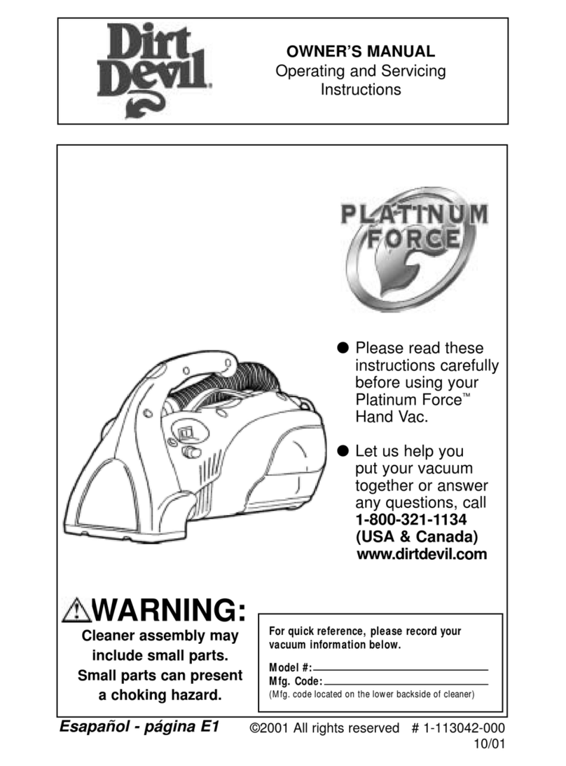 Dirt Devil Platinum Force owner's manual
