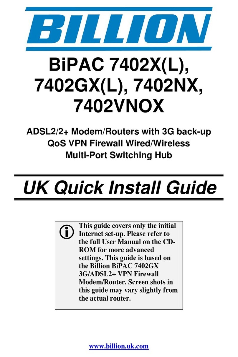 Billion BiPAC 7402X Series Quick install guide