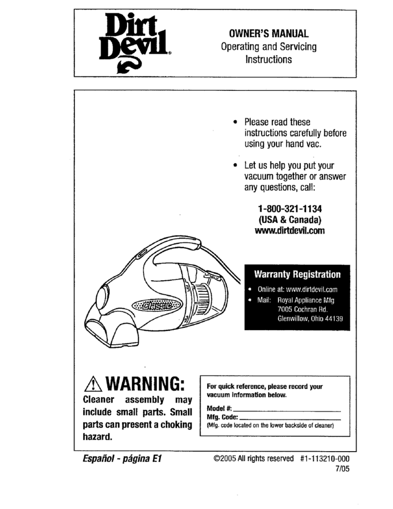 Dirt Devil Vacuum Cleaner User manual Dirt Devil Vacuum Cleaner User manual