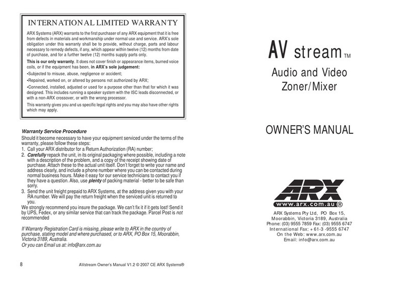 ARX AV stream owner's manual