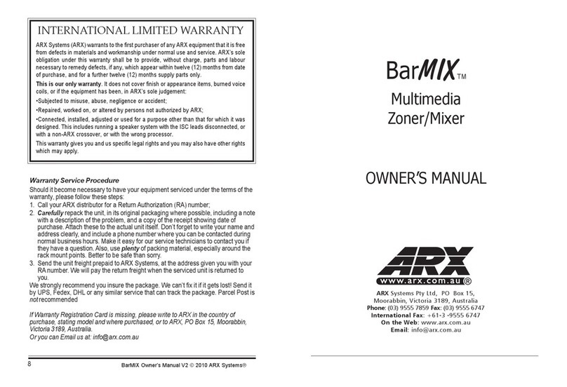 ARX BarMIX owner's manual