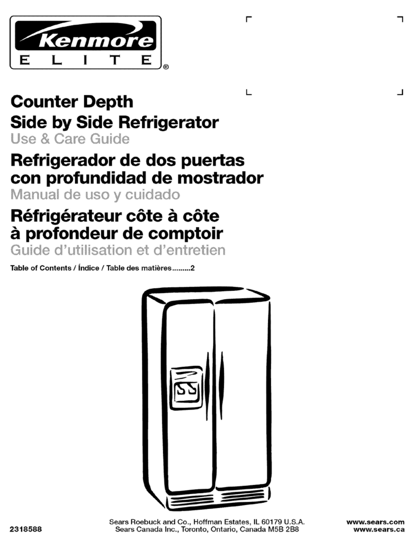 Kenmore Counter Depth Side by Side Refrigerator Use & care guide Kenmore Counter Depth Side by Side Refrigerator Use & care guide
