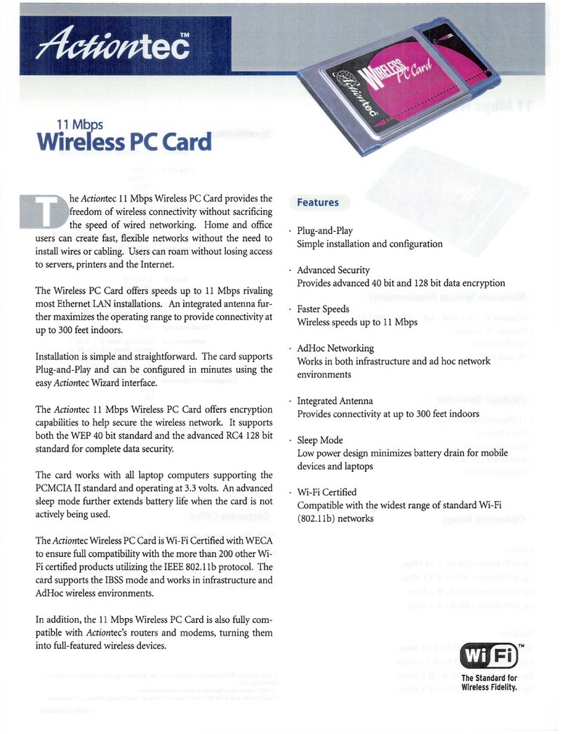 ActionTec 11 Mbps Wireless Access Point Specifications