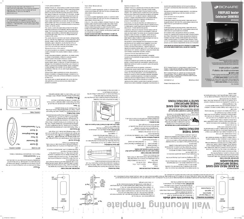 Bionaire BFH5000 Instruction leaflet