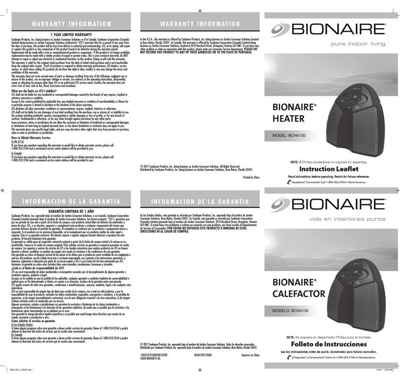 Bionaire BCH4130 instruction manual Bionaire BCH4130 instruction manual