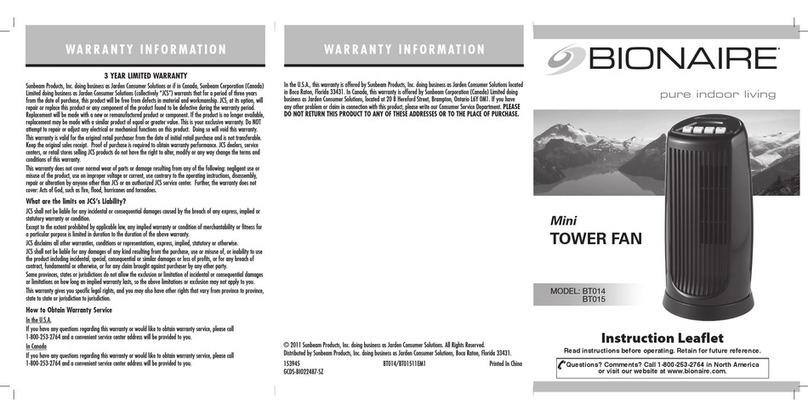Bionaire BT014 Manual