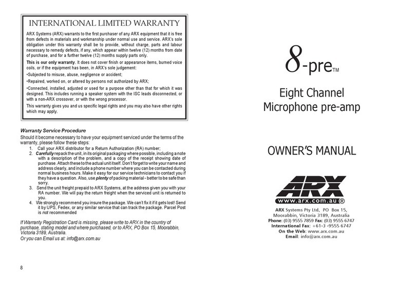 ARX 8-pre owner's manual