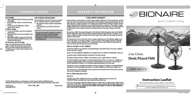 Bionaire BSF1211C User manual