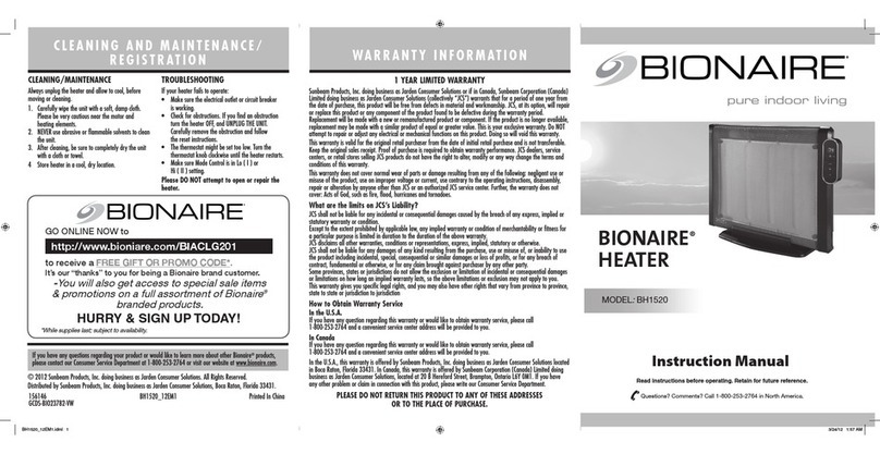 Bionaire BH1520 instruction manual