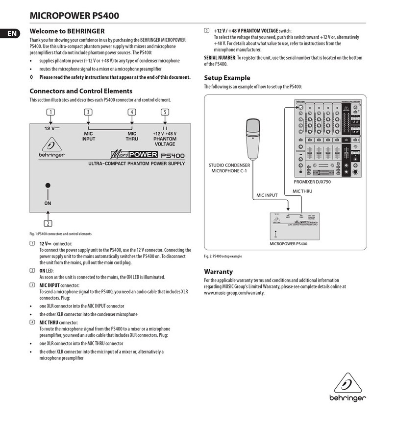 Behringer Micropower PS400 user guide