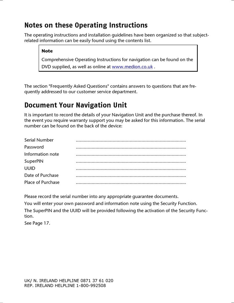 Medion Navigation Unit operating instructions