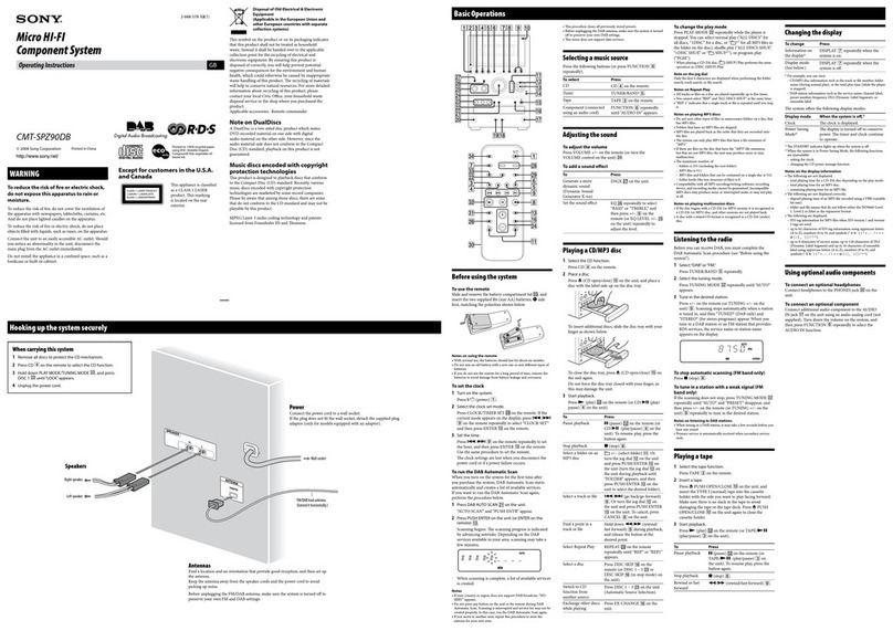 Sony CMT-SPZ90DB operating instructions