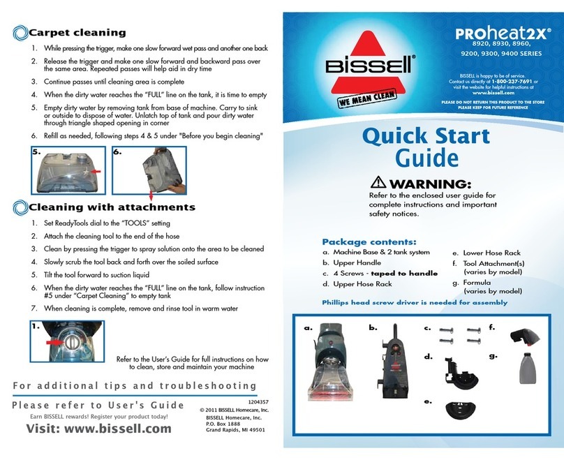 Bissell proheat2x 8920 series quick start guide