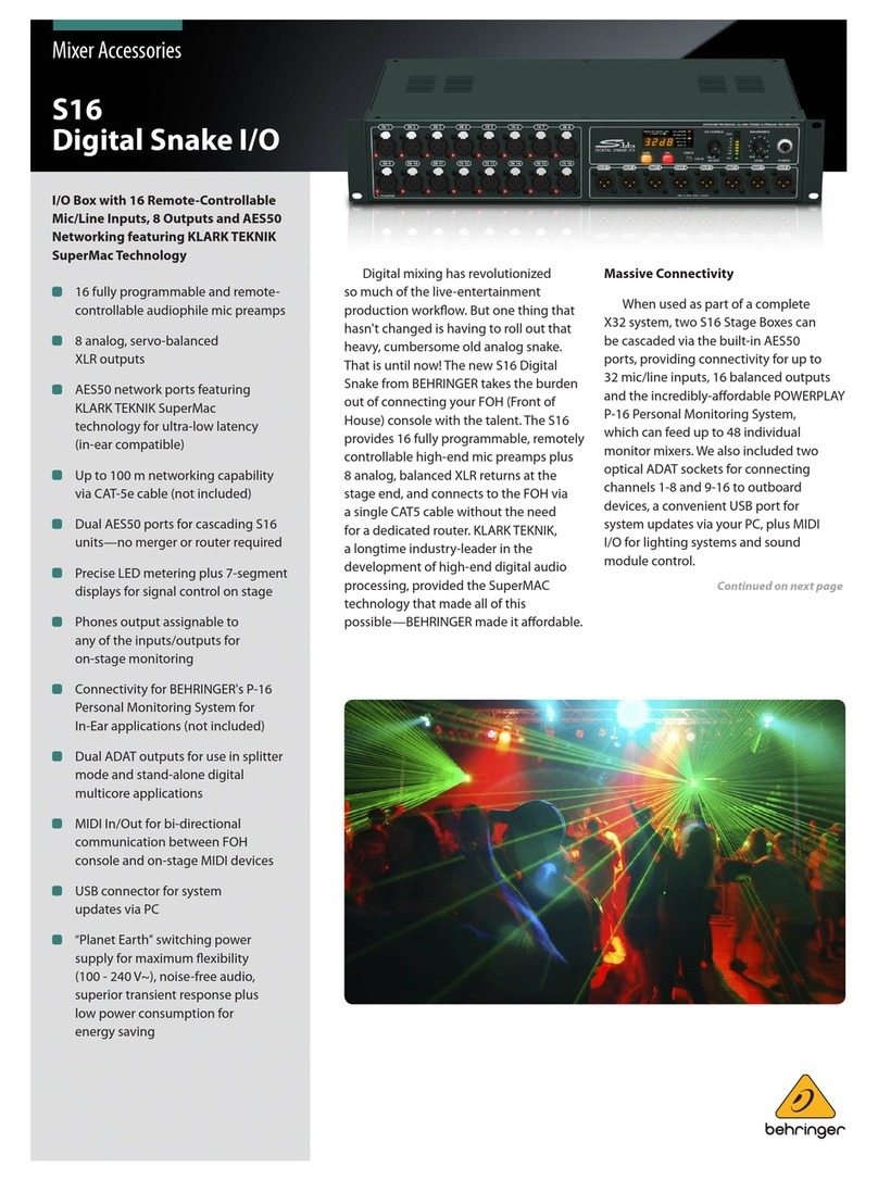 Behringer Digital Snake S16 User manual