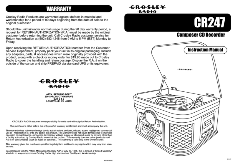Crosley Composer CD Recorder CR247 instruction manual