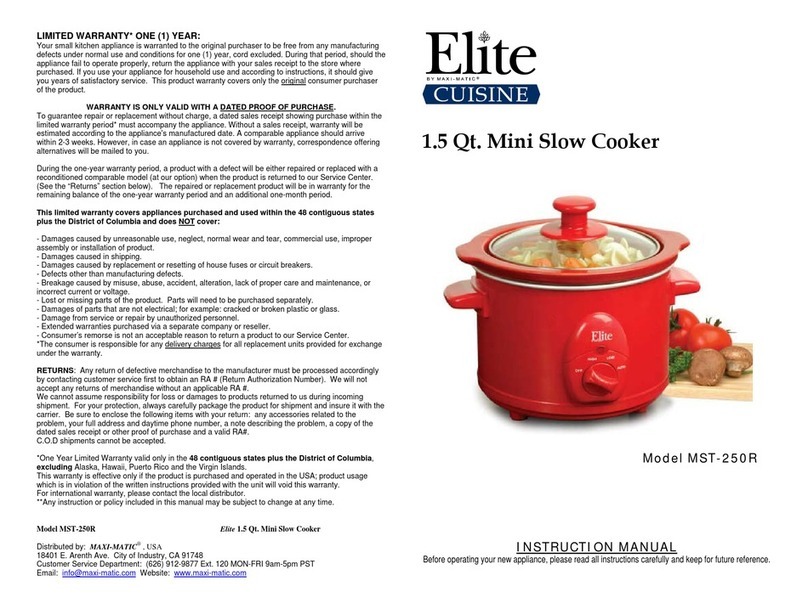 Elite Products MST-250R instruction manual