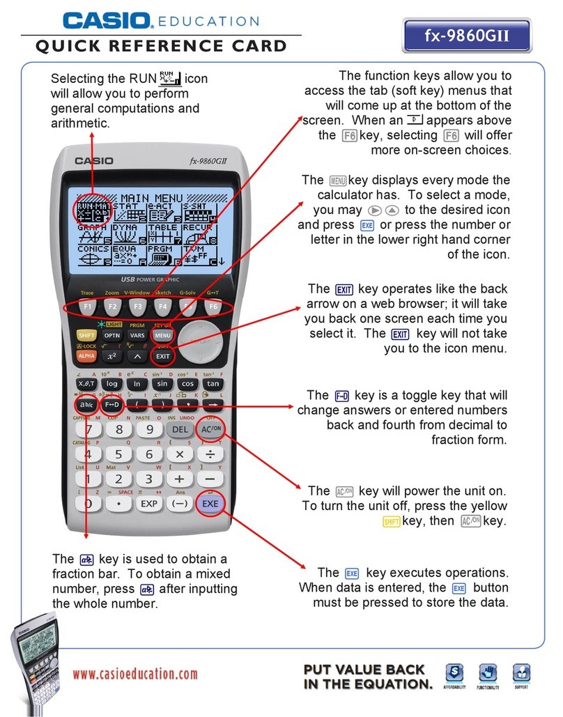 Casio FX-9860GII - SOFTWARE VERSION 2-00 Quick reference card