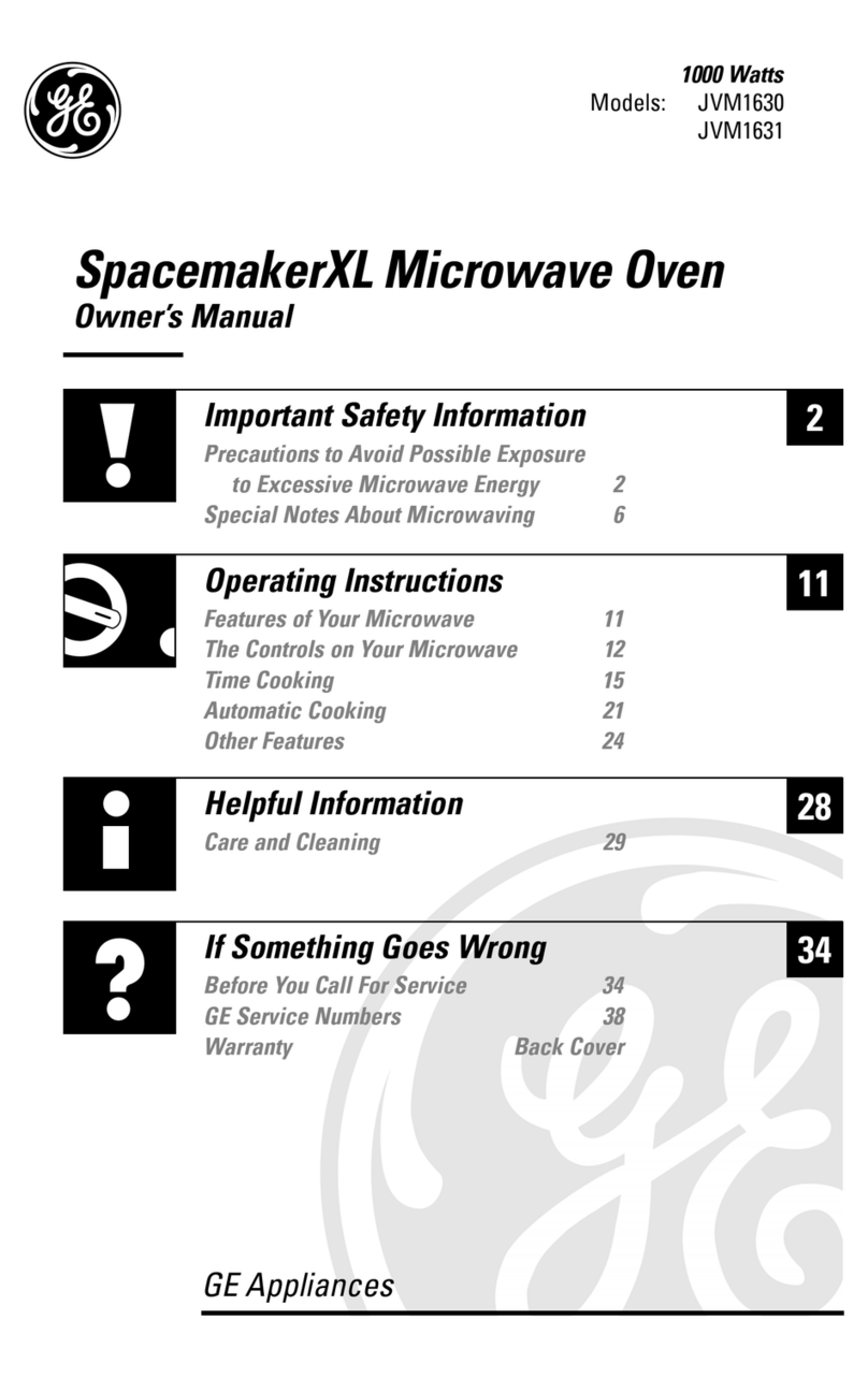 GE SpacemakerXL JVM1630 User manual