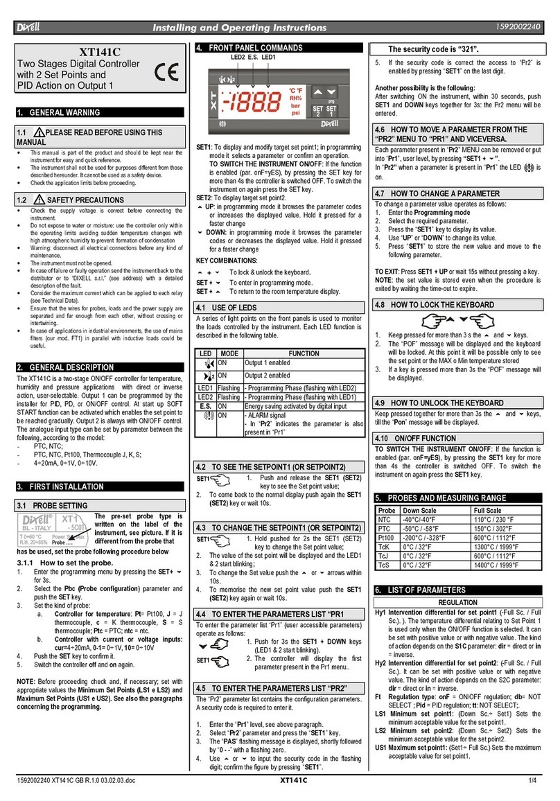 dixell XT141C Instruction Manual