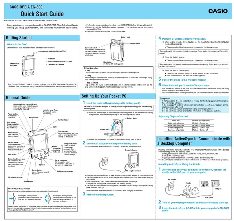 Casio Cassiopeia EG-800 User manual