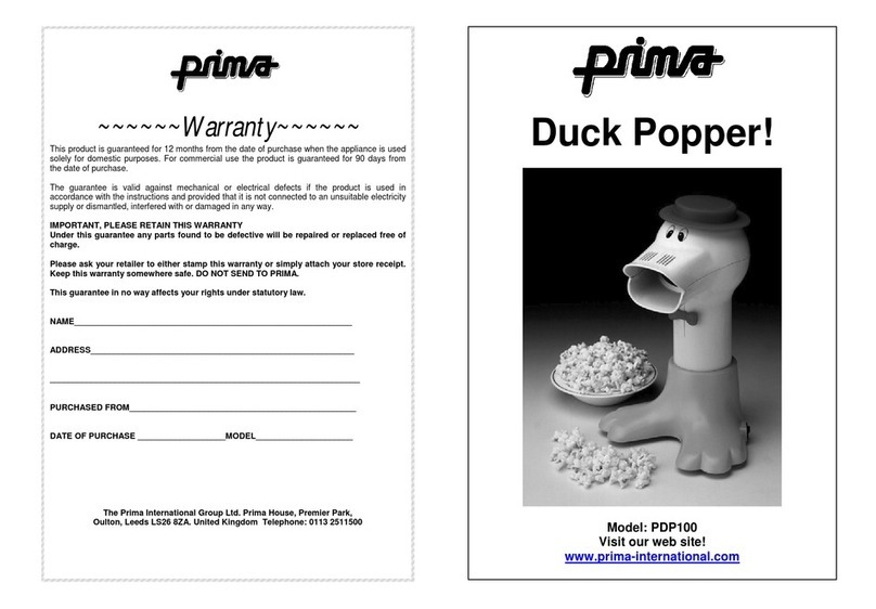 Prima Duck Popper PDP100 User manual Prima Duck Popper PDP100 User manual