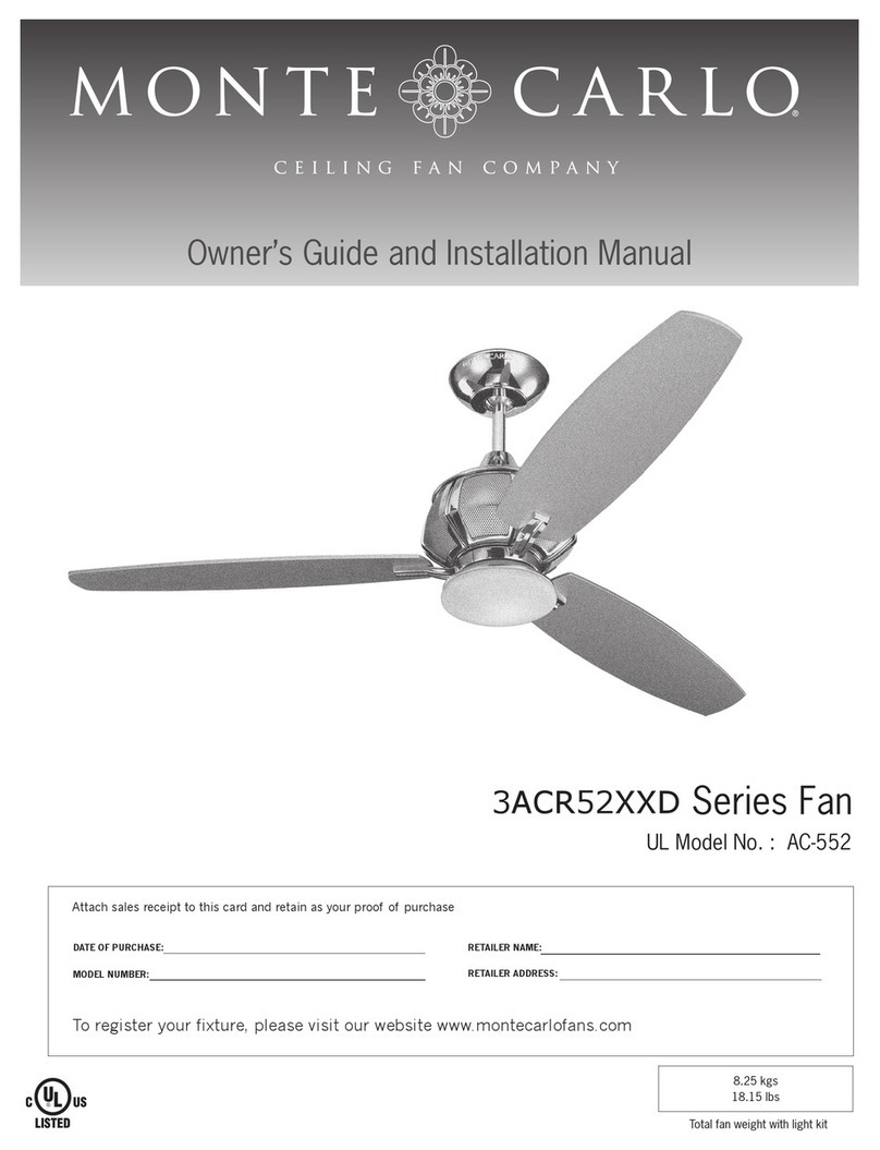 Monte Carlo Fan Company 3ACR52XXD Series Instruction manual Monte Carlo Fan Company 3ACR52XXD Series Instruction manual