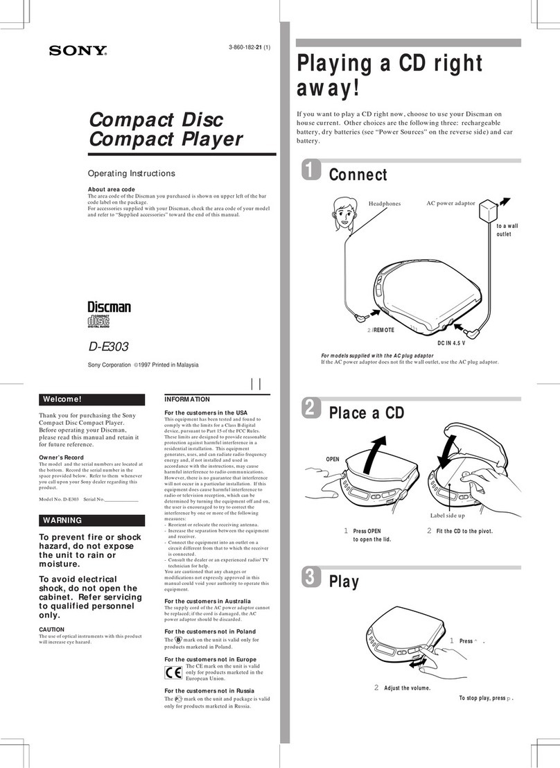Sony Discman D-E303 User manual