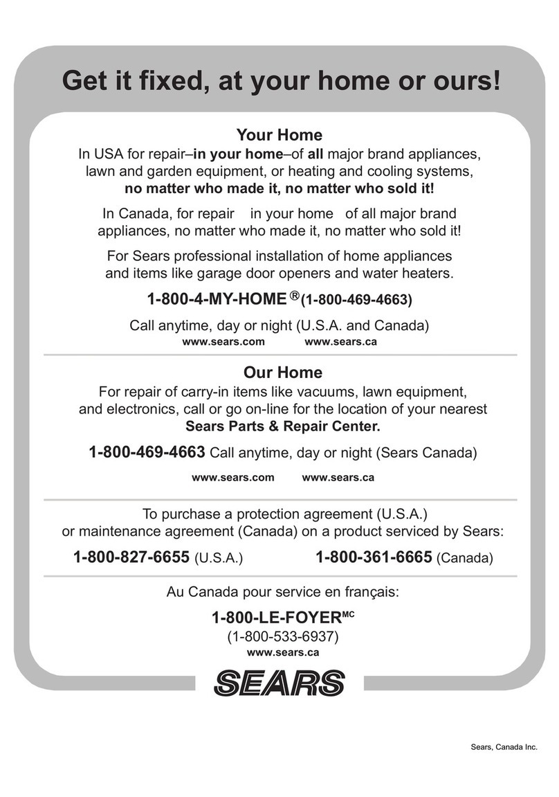 Kenmore 501-40002 Operating instructions