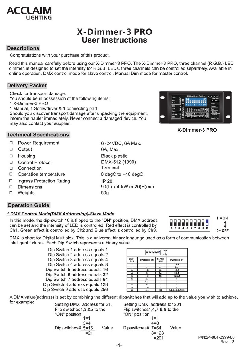 Acclaim Lighting X-Dimmer-3 PRO User instructions Acclaim Lighting X-Dimmer-3 PRO User instructions