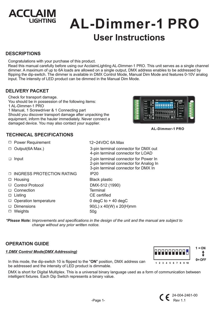 Acclaim Lighting AL-Dimmer-1 PRO User instructions