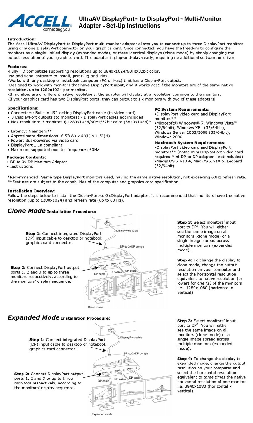 Accell UltraAV DisplayPort Setup instructions Accell UltraAV DisplayPort Setup instructions