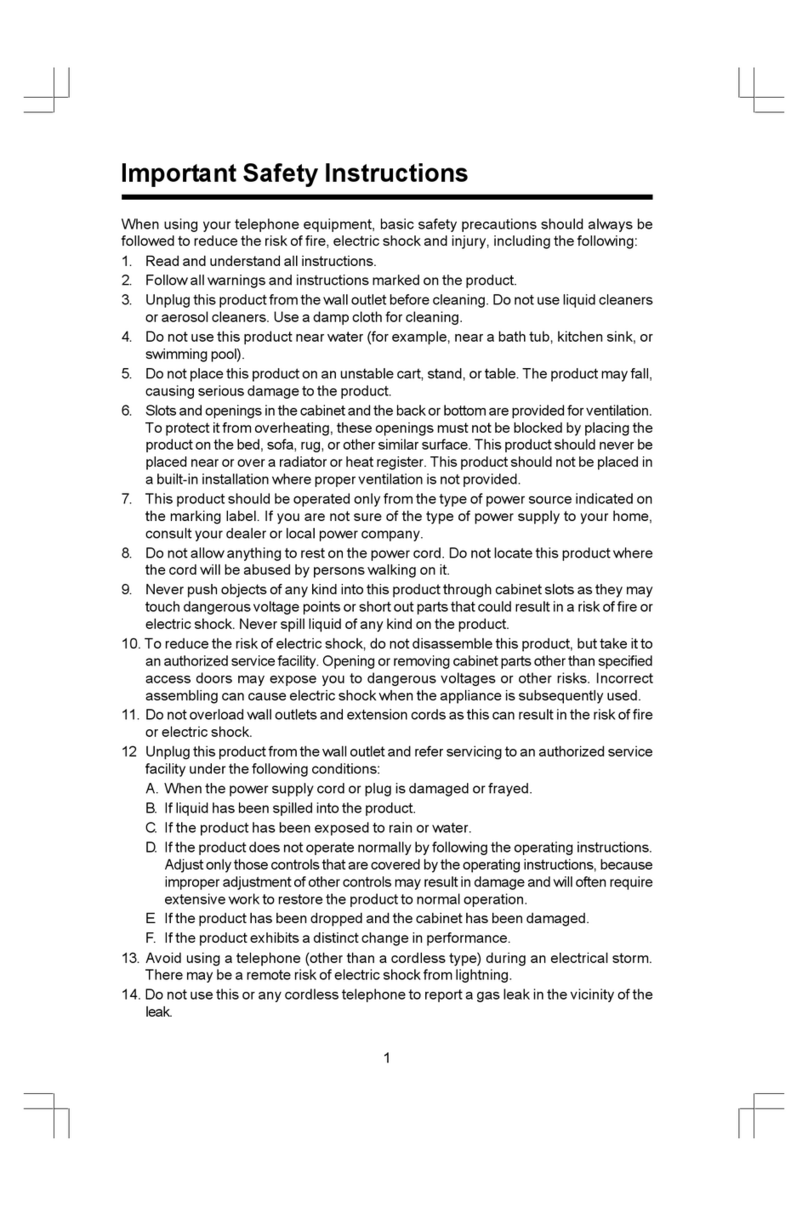 V-tech Cordless Telephone User manual V-tech Cordless Telephone User manual