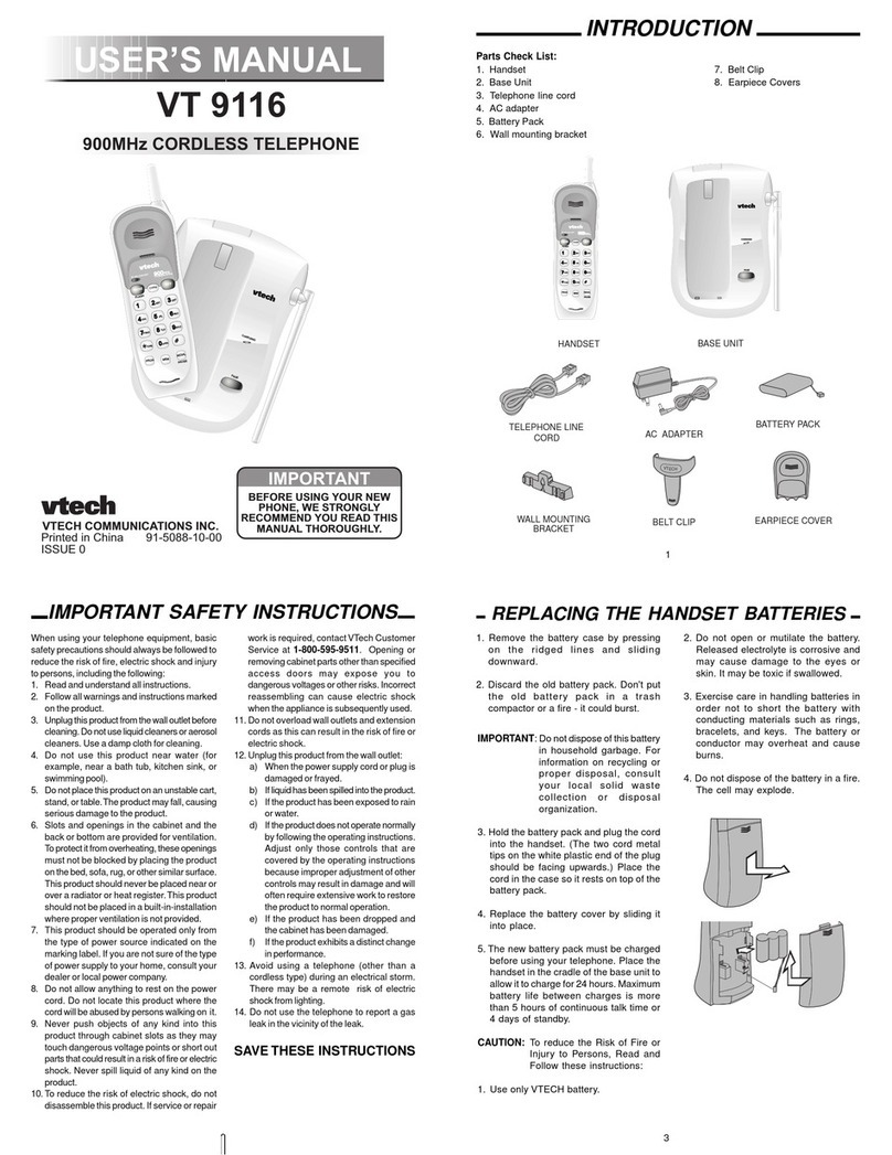 V-tech VT 9116 User manual
