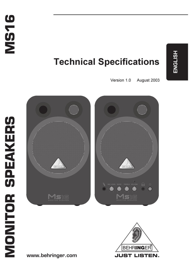 Behringer Monitor Speakers MS16 User manual