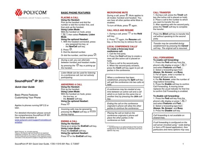 Polycom Soundpoint IP 301 Instruction manual